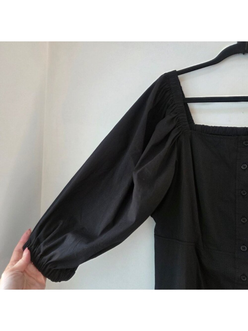 NWT Danielle Bernstein Black Puff Sleeve Shirt Dress Women's 16W - Picture 4 of 8